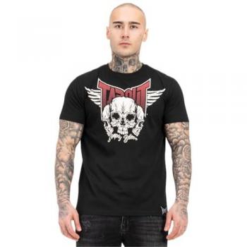 Camiseta Tapout Hamlines de Corte Clásico para Hombre, Manga Corta, Negro/Rojo/Crudo, Talla 3XL