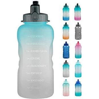 Reeho 3.8 L Botella Agua Deporte, Botella Plastica Tritan Reutilizable 1 Galón, Botella Agua Gimnasio con Marcador de Tiempo para Athletic, sin BPA