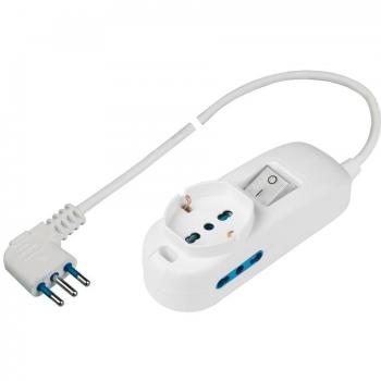 Multipresa de Mesa Poly Pool PP2501XL Blanca con 3 Salidas Pluristandard 10-16A y Cuerpo con Interruptor Luminoso, Cable de 3 Metros