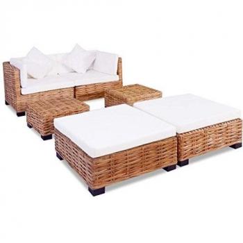 vidaXL Conjunto Sofás 16 Piezas Ratán Sillón Asiento Mesa Banco Mueble Jardín