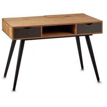 Escritorio Negro Marrón Metal Madera 60 X 75 X 110 Cm