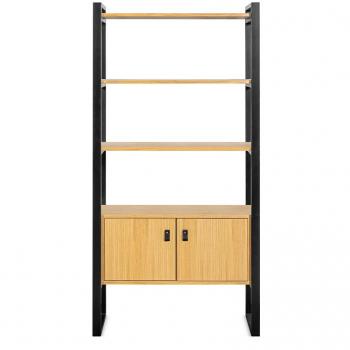Librería de roble claro y metal negro 195 cm OPAL MILIBOO