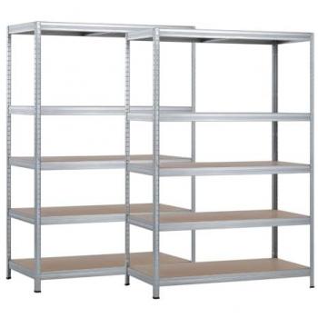 Pack 2 Estanterías Modulares Ajustables 5 Baldas 180x120x60cm Soporte 1250Kg