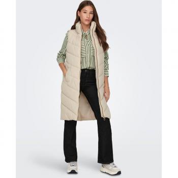 JDY Women's Longline Padded Sleeveless Gilet in Cream
