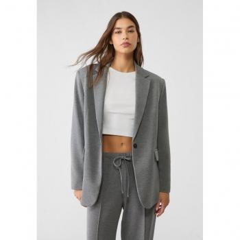 Soft-Touch Dark Grey Blazer with Pockets - Size L