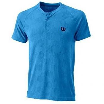 Wilson M Power Seamless Henley Camiseta, Hombre, Coastal Blue, L