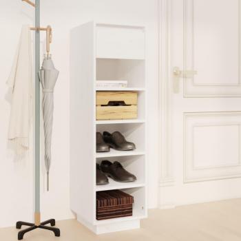 Zapatero blanco de madera maciza de pino 30x34x105 cm