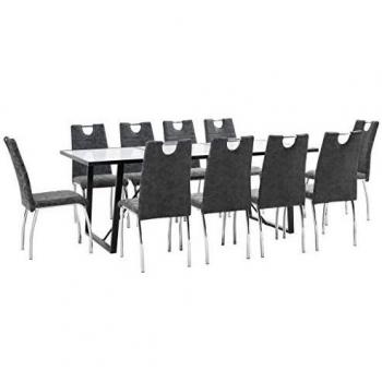 vidaXL Juego de Comedor 11 Piezas Cuero Sintético Mobiliario Decoración Interior Casa Hogar Robusto Duradero Resistente Funcional Práctico Útil Negro
