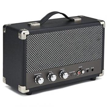 GPO Westwood Retro 25 Altavoz con subwoofer de 25 vatios, entrada RCA, Bluetooth, rejilla vintage y asa de transporte - Negro