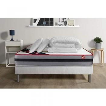 Pack Completo Vitalpower Recover - Colchón Viscoelástico 140x190 cm con Sommier Kit Blanco, 2 Almohadas y Edredón - Confort Equilibrado, Altura 26 cm