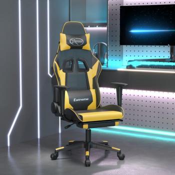 vidaXL Black & Gold Massage Gaming Chair with Footrest Faux Leather
