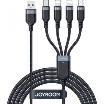 Cable USB 4 en 1 Joyroom - USB-A a USB-C / 2 x Lightning / Micro, carga y transferencia de datos, 1.2m, color negro