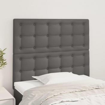 Cabecero de 2 piezas gris en cuero sintético 100x5x78/88 cm