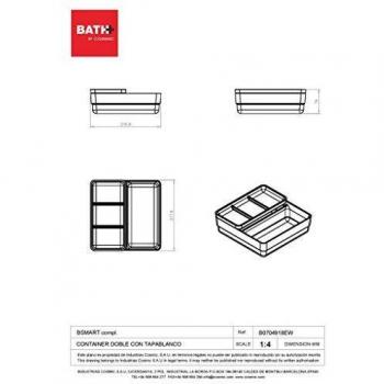 Bath+ by Cosmic B07049186 Caja de almacenaje doble con tapa blanco, 21.7 x 21.8 x 7.4 cm