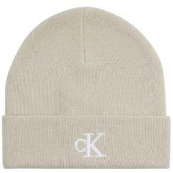 Calvin Klein Men's Monogram Embroidered Beanie - Beige, One Size