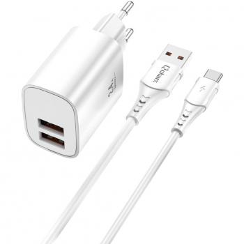 Kit Cargador Rápido Qcharx Apolo 24A + Cable USB-A a Tipo-C Blanco