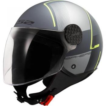 LS2 Casco Jet OF558 Sphere Lux II Negro Mate-Titanio, características: diseño aerodinámico, visera solar integrada, forro interior desmontable y lavable, sistema de ventilación eficiente, homologación ECE 22