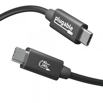 Plugable Technologies USB4 Cable with 240W Charging, 3.3 Feet (1M), USB-IF Certified, 1x 8K Display, 40 Gbps, Compatible with USB 4, Thunderbolt 4,