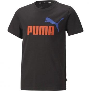 Camiseta Puma Essentials+ Two-Tone Logo para Mujer/Niño en Color Negro