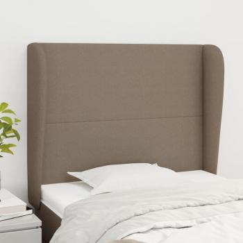 Cabecero Tortorora con orejas en tela gris taupe 103x23x111/128 cm