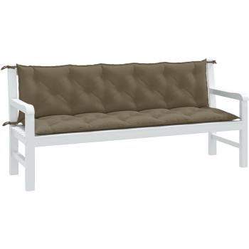 Cojines de Banco de Jardín 2 Piezas Mélange Tortorora 180x50x7 cm Tela Gris Topo