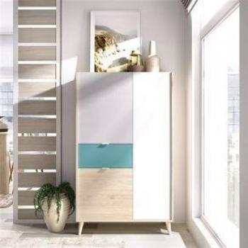 Aparador Vertical Nova 2 Puertas 1 Cajón Natural/Esmeralda 137x81x43 cm