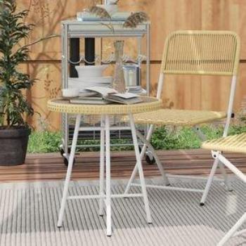 Mesa Auxiliar Neri Outsunny Para Exterior Natural 55X50x50 Cm