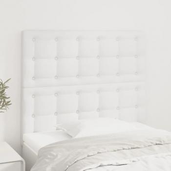 Cabecero de 2 piezas en cuero sintético blanco 90x5x78/88 cm