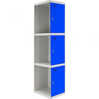 Casillero Metálico SimonLocker Profesional 3 Puertas 1800x300x500 Gris/Azul