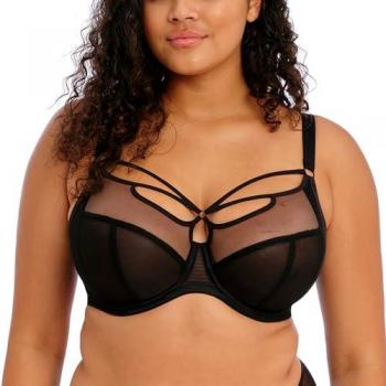 Elomi Sachi Plunge Bra - Black Cotton, Size 42G, G-M Cup Support