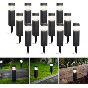 Baliza LED Solar 0,08W 37cm Luz Fría IP44 para Jardín y Exterior (Pack de 12)