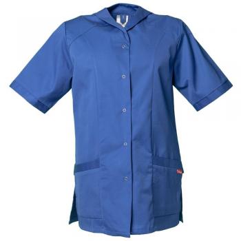 Planam - Bata de limpieza de manga corta para mujer, color azul kornblau Talla:50