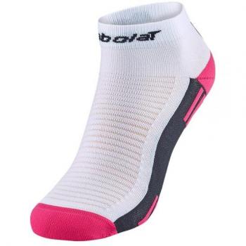 Calcetines Babolat Padel Cortos Blancos con Detalles Rosa