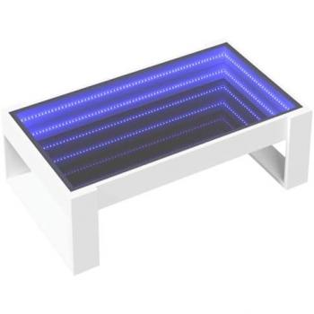 Mesa de centro con Infinity LED blanco 90x53x30 cm, mesita de Centro, Mesa Auxiliar, Mesa de salón, mesita, mesita de sofá, mesita Decorativa
