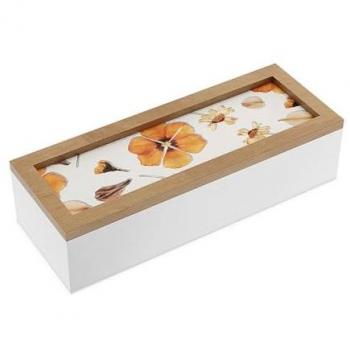 Caja Decorativa Versa Pétalos Madera MDF 9 x 6 x 24 cm