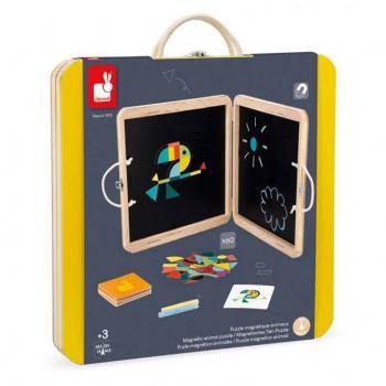 Puzzle magnético de animales Janod J02585 JU02585 JANOD, incluye piezas magnéticas de madera con ilustraciones coloridas de diferentes animales, diseñado para niños a partir de 2 años, fomenta la coordinación mano-ojo y el