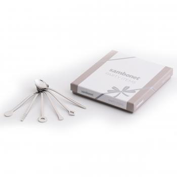 Sambonet Geometric Set de Cucharas de Party, 6 Pzas, Diversos Diseños, Cucharas para Degustar, Cucharas para Servir, Cucharas Gourmet, 52550C67