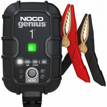 NOCO GENIUS1EU, Inteligente Completamente automático de 10 amperios, Cargador, mantenedor y desulfatador de baterías de 6 V y 12 V con compensación de Temperatura