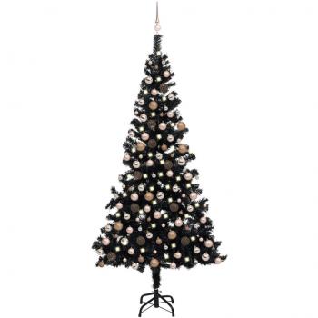 vidaXL Artificial Pre-lit Christmas Tree with Ball Set Black 240 cm PVC