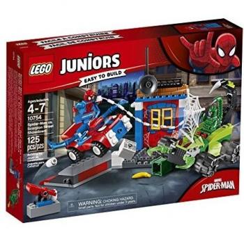 LEGO Juniors - Spider-Man VS Escorpión: Batalla Callejera, Juguete de Super Héroes con Coches para Crear y Construir, Incluye Minifiguras y Accesorios