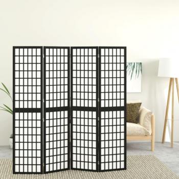 Biombo plegable estilo japonés negro 160x170 cm con 4 paneles