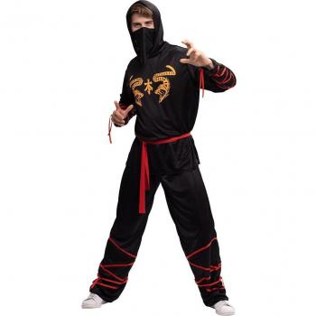Disfraz de Ninja negro dragón para hombre