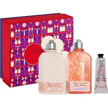 L'Occitane en Provence Flor de Cerezo Set de Regalo Grande Navidad 2023 - Incluye Crema Corporal, Gel de Ducha y Eau de Toilette