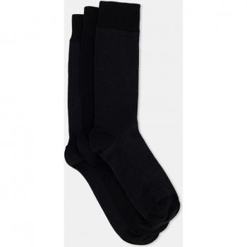 Pack de tres pares de calcetines de hombre en espiga liso y pata de gallo