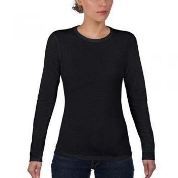 Anvil - Camiseta de manga larga con cuello redondo para mujer, color schwarz