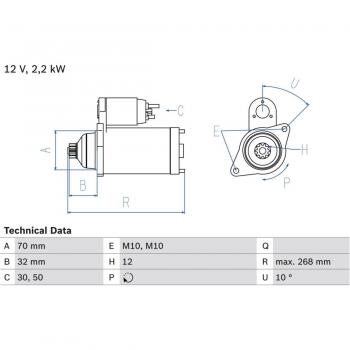 Motor de Arranque Bosch 986025540, tipo: motor de arranque, características: marca Bosch, número de pieza 0 986 025 540
