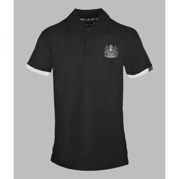 Aquascutum Men's Branded Collar Black Polo Shirt - Size: Regular/36, Small