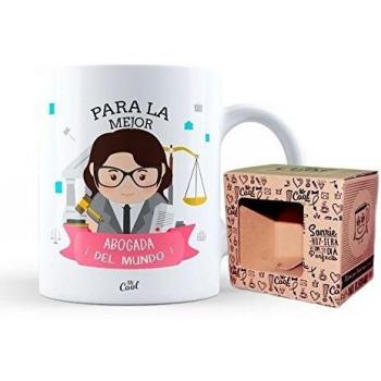 Mr Cool Taza 33 cl en Caja Regalo con Mensaje para la Mejor Abogada ¡del Mundo, Cerámica, 15x10x5 cm