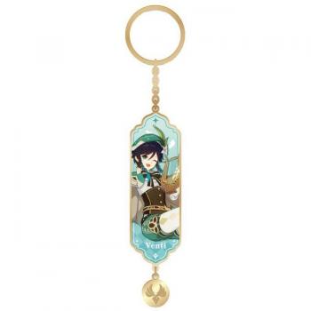 Genshin Impact Venti Metal Character Drawing Card Keychain