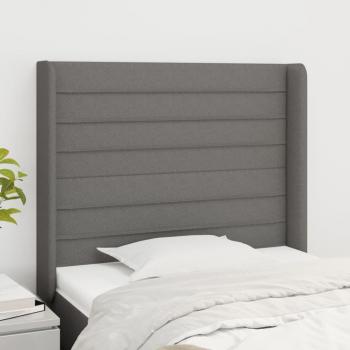 Cabecero con orejas de tela gris oscuro 93x16x118/128 cm vidaXL